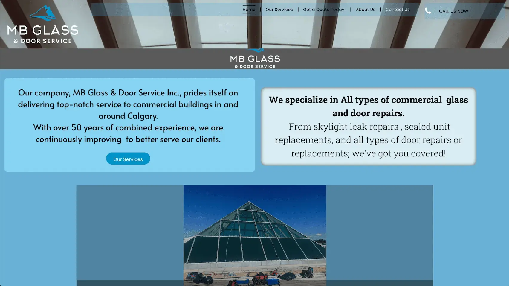 MB Glass Door website before redesign