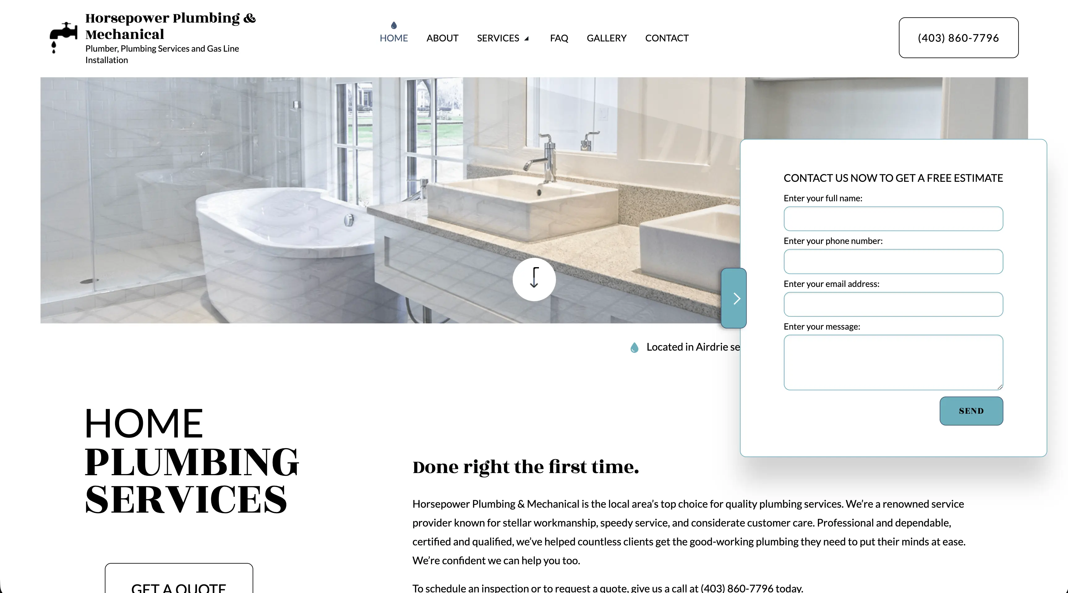Horse Power Plumbing website before redesign