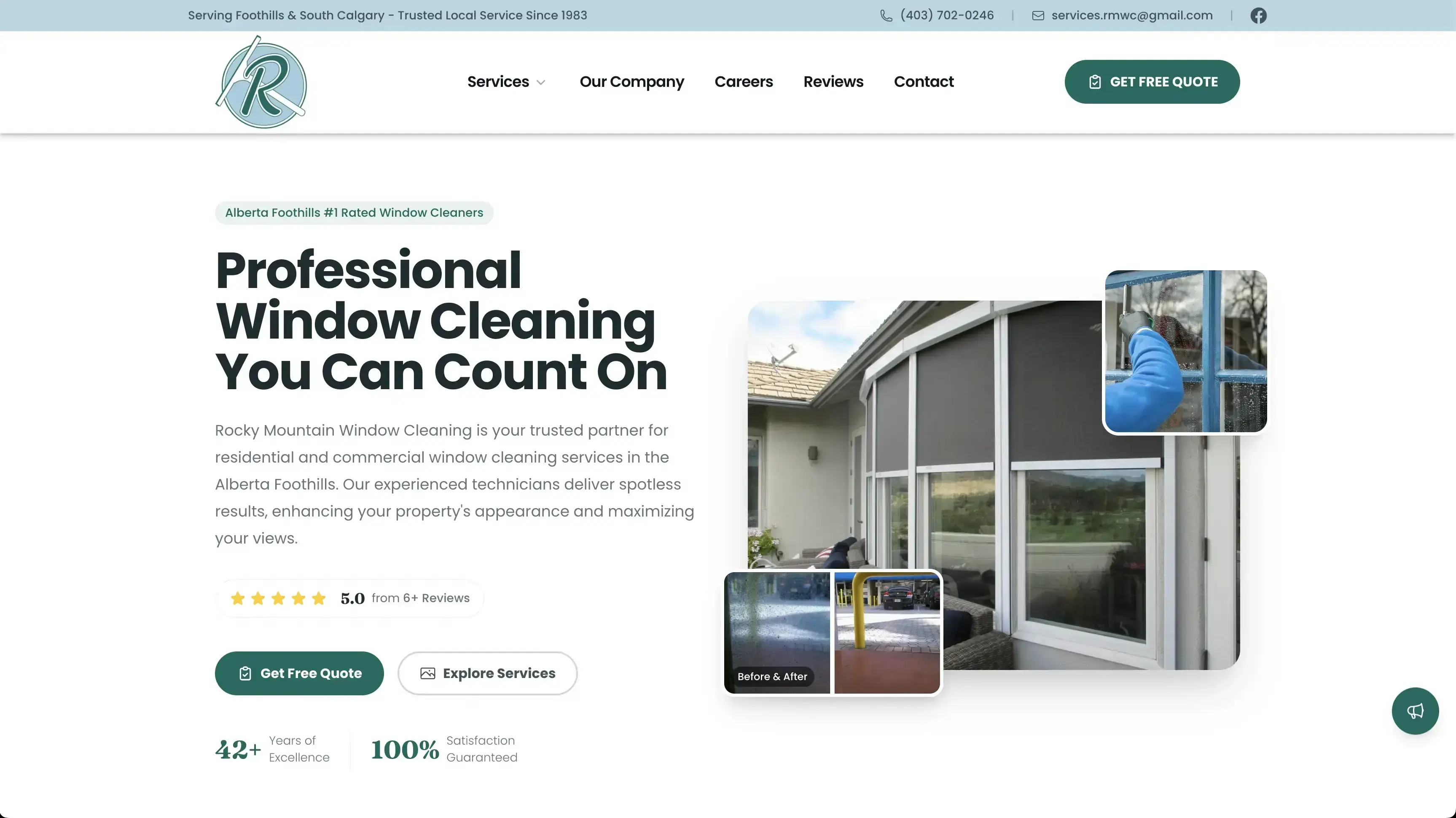 Professional website design for Rocky Mountain Window Cleaning - custom web design by SP Web Dev in Airdrie for Alberta small businesses
