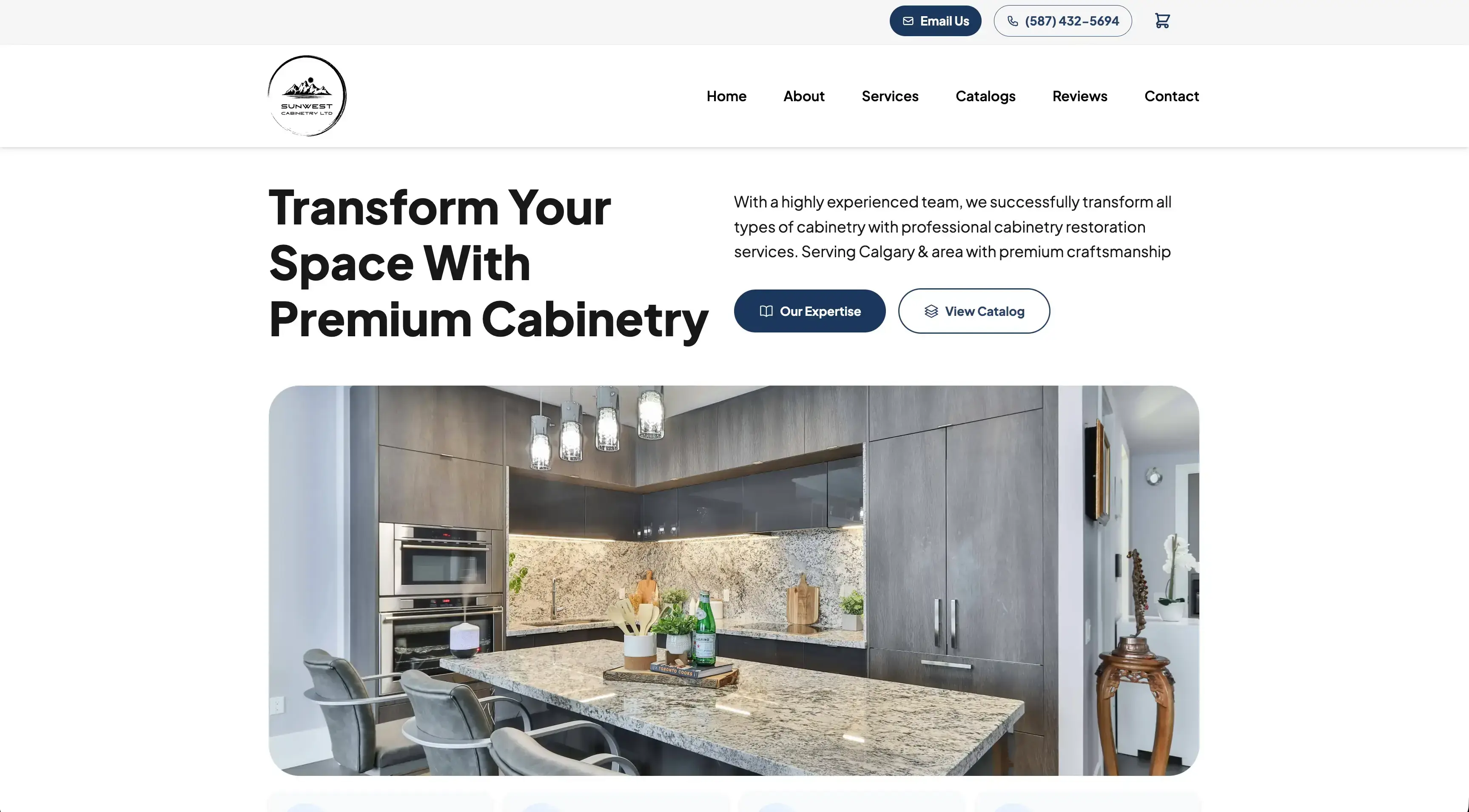 Professional website design for Sunwest Cabinetry - custom web design by SP Web Dev in Airdrie for Alberta small businesses